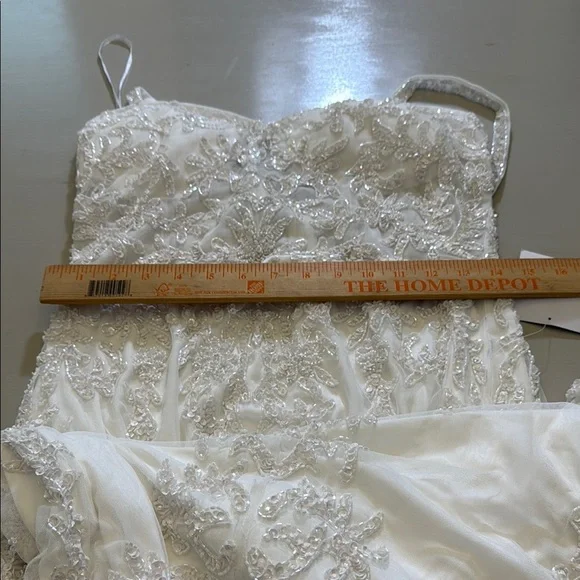 Lulus Momentous Love White Beaded Bustier Mesh Mermaid Maxi Dress Size Large - Picture 7 of 16